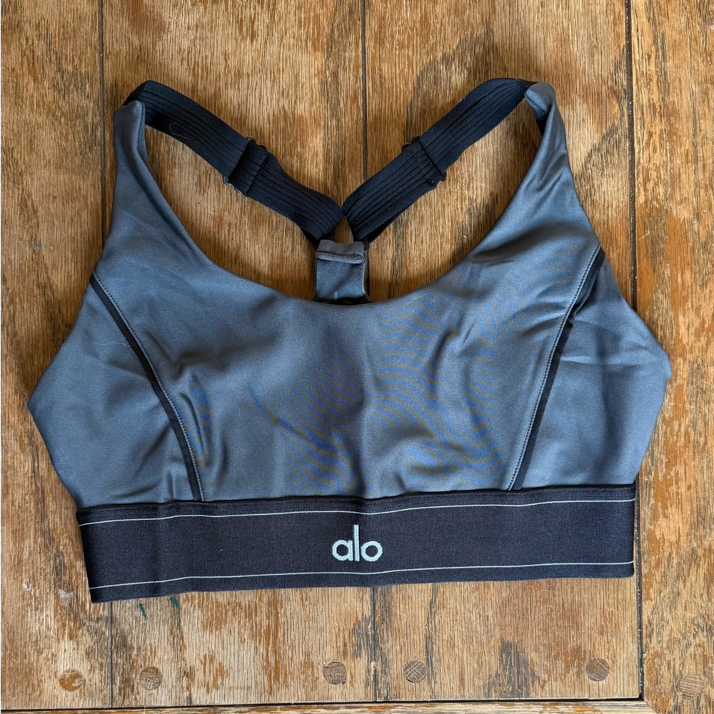 ALO Yoga Charcoal and Black Bra Top